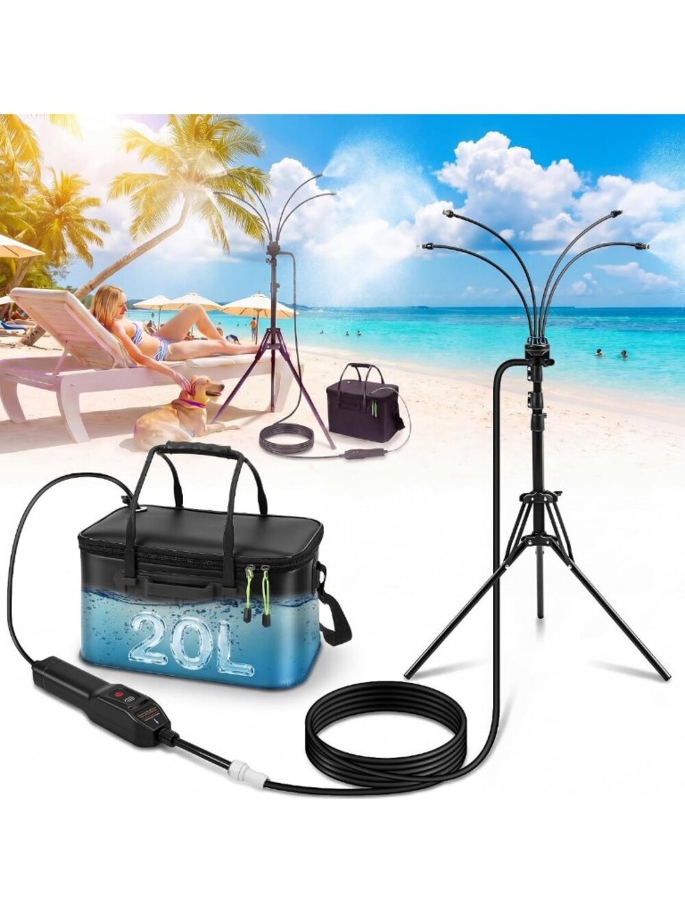 Adjustable 20L Portable Misting System with 5.2FT Height for Outdoor Cooling